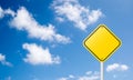 Blank yellow traffic sign with blue sky Royalty Free Stock Photo