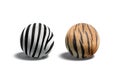 Blank zebra and tiger surface ball mockup set Royalty Free Stock Photo