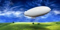 Blank zeppelin on beatifull green meadow