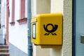 Blankenheim, Germany - July 26, 2019: Deutsche Post Mailbox. The Deutsche Post AG, operating under the trade name Deutsche Post