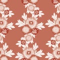 Blanket flower bouquet vector seamless botanical pattern background. Smoky pink wild meadow flowers backdrop. Vertical Royalty Free Stock Photo