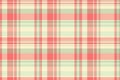 Blanket pattern check background, upscale fabric plaid textile. Quiet texture tartan seamless vector in light and red colors Royalty Free Stock Photo
