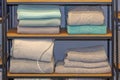 Blankets Towels Shelf Royalty Free Stock Photo