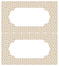 Blanks for business cards. Arabic geometric ornament.Proportion 90x50 Royalty Free Stock Photo