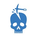 Blasphemy, danger, dead icon. Blue color design