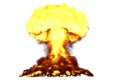 Blast 3D illustration of big very detailed mushroom cloud explosion with fire and smoke looks like from nuke bomb or any other big Royalty Free Stock Photo