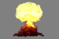 Blast 3D illustration of huge very high detailed mushroom cloud explosion with fire and smoke looks like from fusion bomb or any Royalty Free Stock Photo