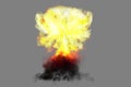 Blast 3D illustration of large highly detailed mushroom cloud explosion with fire and smoke looks like from nuke bomb or any other Royalty Free Stock Photo