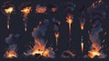 A blast effect created by dynamite, bombs, or atomic weapons. Modern animation sprite sheet of explosion with black Royalty Free Stock Photo