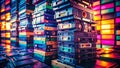 A Blast from the Past NostalgiaInducing Stack of 80s and 90s VHS Tapes A Home Video Collection Royalty Free Stock Photo