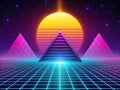 Blast from the Past Vibrant 1980s Retro Geometric Background with Synthwave Style for Design Projects