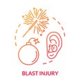 Blast trauma, neurotrauma concept icon. Bomb explosion, war shell detonation effect, human organism harm idea thin line