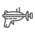 Blaster line icon, space and weapon, laser blaster sign, vector graphics, a linear pattern on a white background.