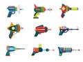 Cartoon blaster laser gun vector weapon set