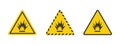 Blasting area icons. Warning sign explosives liquids or materials. Explosives substances icons set. Vector icons