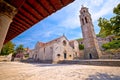 Blato on Korcula island historic stone square town lodge and church view