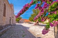 Blato on Korcula island historic stone square town lodge and church view