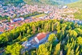 Blato on Korcula island historic town in green landscape aerial view Royalty Free Stock Photo