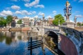 Blauwbrug and Amstel river in Amsterdam city, Netherlands Royalty Free Stock Photo