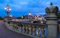 Blauwbrug Blue Bridge over Amstel river in Amsterdam at spring evening, Holland. Royalty Free Stock Photo