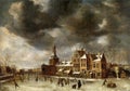 The Blauwpoort in Leiden in the winter. Abraham Beerstraaten