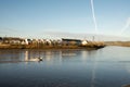 Blaydon on Tyne UK: Jan 2022: Rowers on the River Tyne on a early sunday morning. Rowing water sport exercise Royalty Free Stock Photo