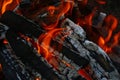 Blaze of bonfire wood fire flame spires in fireplace Royalty Free Stock Photo