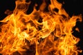 Blaze fire flame on black background Royalty Free Stock Photo