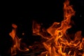 Blaze fire flame on black background Royalty Free Stock Photo
