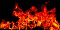 Blaze fire flame texture background. Fire with black smoke and dust. Isolated on black background. Royalty Free Stock Photo