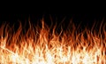 Blaze fire flame texture background isolated on black background.