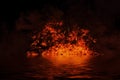 Blaze fire flame texture on isolated background with water reflection Royalty Free Stock Photo