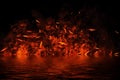 Blaze fire flame texture on isolated background with water reflection Royalty Free Stock Photo