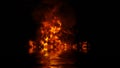 Blaze fire flame texture overlays on isolated background with water reflection Royalty Free Stock Photo