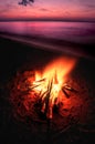 Beach Campfire on Lake Superior Royalty Free Stock Photo