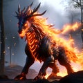 Blazing Enigma: An 8K Unity Rendering of a Fire Mythical Creature, Capturing the Essence of Mythical Splendor