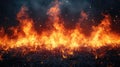 A blazing fire burns against a black background Royalty Free Stock Photo