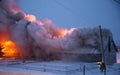 Blazing fire destroyed barn