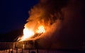 Blazing fire destroyed barn Royalty Free Stock Photo