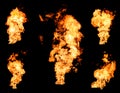 Blazing fire raging flame of burning gas or oil collection Royalty Free Stock Photo