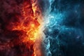 Blazing Hot fire cold ice. Warm light energy Royalty Free Stock Photo