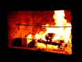 Blazing hot outdoor fireplace
