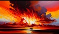Blazing Inferno in the Sky, J.M.W. Turner Inspired Artwork, Made with Generative AI