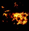 Blazing orange fire over Abstract orange smoke on a black background