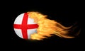 Blazing Soccer Ball With England Flag on Fire Isolated on Black Background Royalty Free Stock Photo