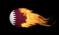 Blazing Soccer Ball With Qatar Flag on Fire Isolated on Black Background Royalty Free Stock Photo