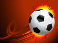 Blazing Soccer Ball on Red Background