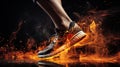 Blazing Speed Joggers Veined Legs Bursting with Fiery Energy Royalty Free Stock Photo