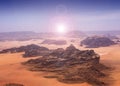 Blazing sun across desert Royalty Free Stock Photo