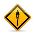 Blazing torch fire vector sign